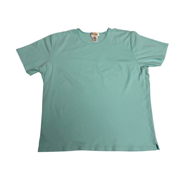 Talbots Womens XL Cotton T-Shirts Lot Of 2 Light Blue & Peach Short Sleeve - Picture 2 of 7